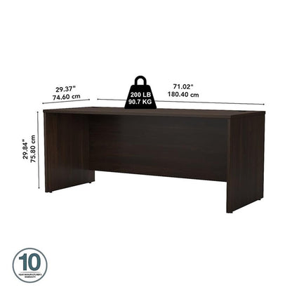 Bush Business Furniture Studio C 72W Computer Desk with Wire Management and Modesty Panel in Black Walnut, Professional Table for Home Office and Corporate Office