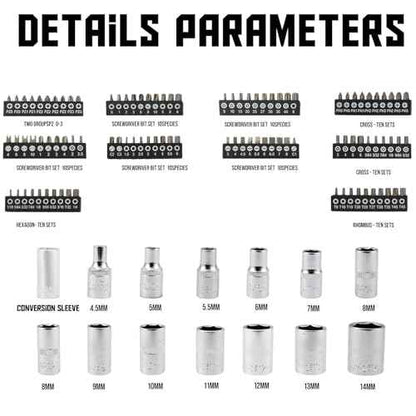 130 Pieces 1/4 Inch Drive Socket Ratchet Wrench Set, Mechanic Tool Set, with Bit Socket Set Metric and Extension Bar for Auto Repairing and Household