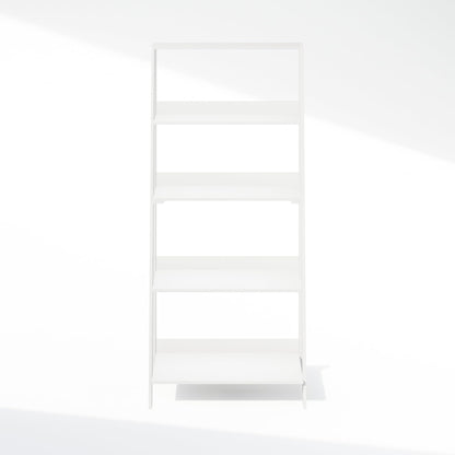 Furinno Ladder Display Shelf, 5-Tier Ladder Shelf, Standing Bookshelf, Display Storage Shelves, 13 x 23.6 x 53.5, for Living Room, Home Office, White