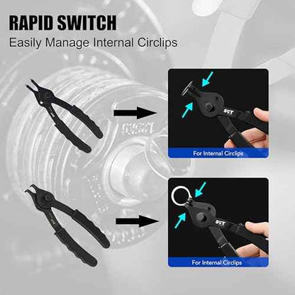 SGT Snap Ring Pliers Set,10 Pcs Internal & External Circlip Pliers With Bent & Straight Pliers,Heavy Duty Removal Tool,Include Hook, Pick,Storage Case and Gloves
