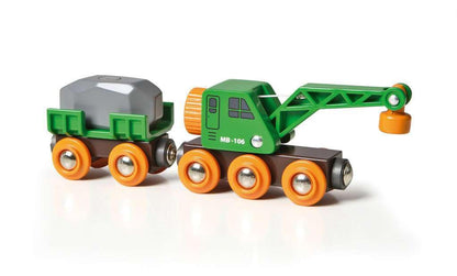 BRIO World 33698 - Clever Crane Wagon Set - 4 Piece Wooden Toy Train Set for Kids | Imaginative Play | Compatibility with Other Sets | FSC-Certified Wood