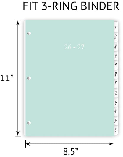 newestor 2026-2027 Weekly Planner Refills for 3-Ring Binder with Monthly Tabs, Jul 2026 - Jun 2027, 8-1/2" x 11", Folio Size 5 / Monarch