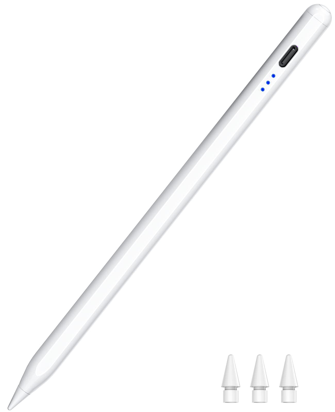 Stylus Pen for iPad 2018-2025, Fast Charging Magnetic Pencil (1st Generation) with Tilt Sensitivity & Palm Rejection for iPad Air 3/4/5/M2/M3, iPad Mini 5/6/7, iPad 6/7/8/9/10/11, iPad Pro 11/12.9"/M4