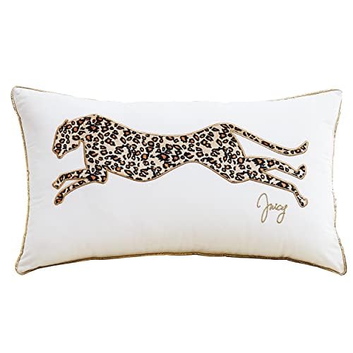 Juicy Couture – Decorative Accent Pillow Velvet Safari Leopard Premium Reversible Throw Pillow Living Room and Bedroom Décor Measures 14" x 24" Cheetah on White