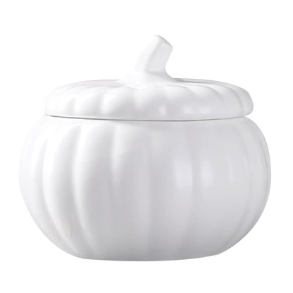 BESTonZON Ceramic Pumpkin Soup Bowl with Lid 4.13 Inch Covered Stew Soup Bowl Porcelain Serving Dish for Pumpkin Desserts and Stews Kitchen Dinnerware
