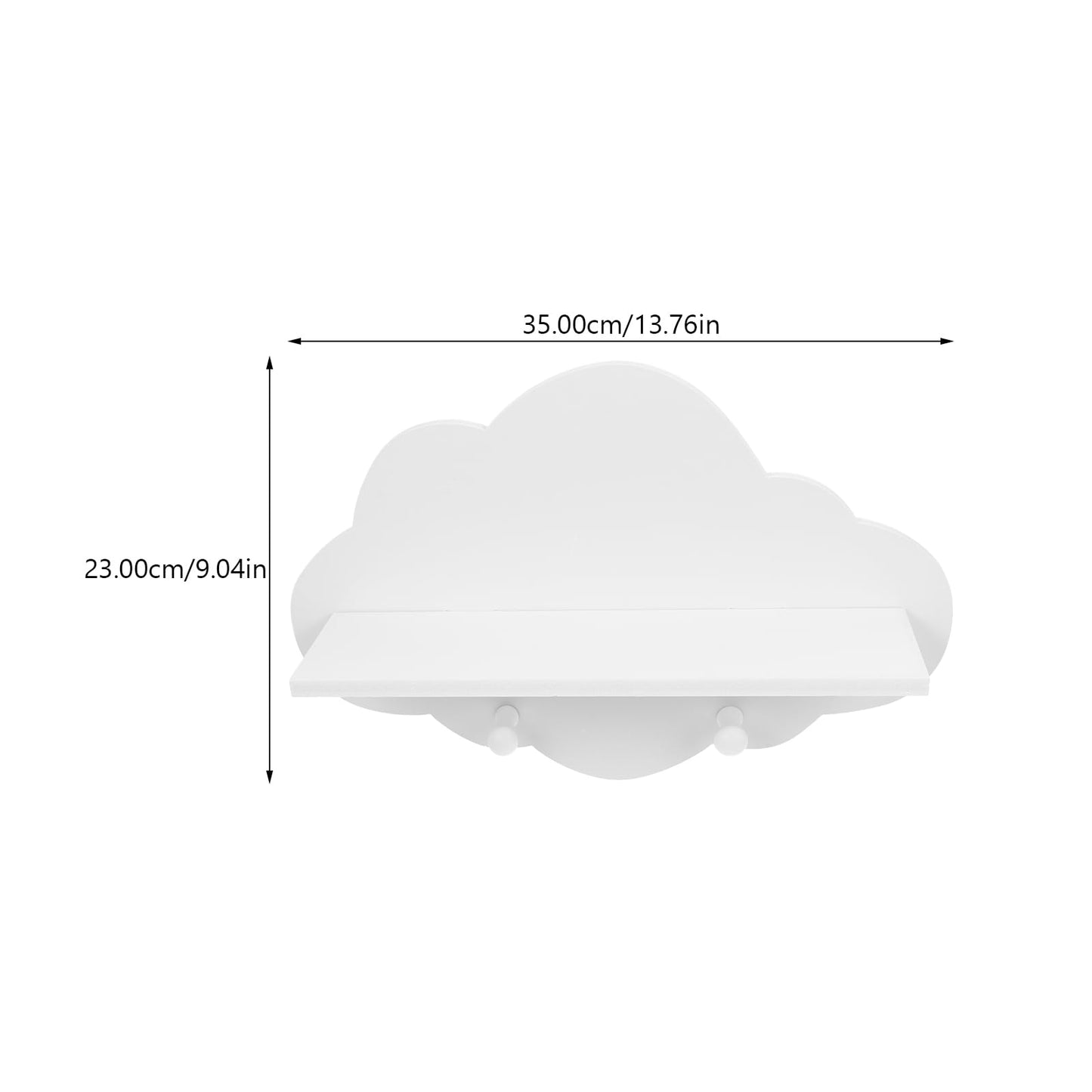 ARTIBETTER 14" Wooden Cloud Floating Shelf - No-Drill White Wall Mounted Storage Ledge, Solid Wood Nursery Book Shelf for Kids Room, Adorable Wall Decor for Toys, Figurines & Photos (1 Pack)