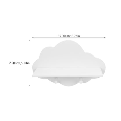 ARTIBETTER 14" Wooden Cloud Floating Shelf - No-Drill White Wall Mounted Storage Ledge, Solid Wood Nursery Book Shelf for Kids Room, Adorable Wall Decor for Toys, Figurines & Photos (1 Pack)