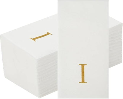 Luxenap 15.8 X 7.9 Inch Linen-Feel Guest Towels, 50 Lettered Hand Towels