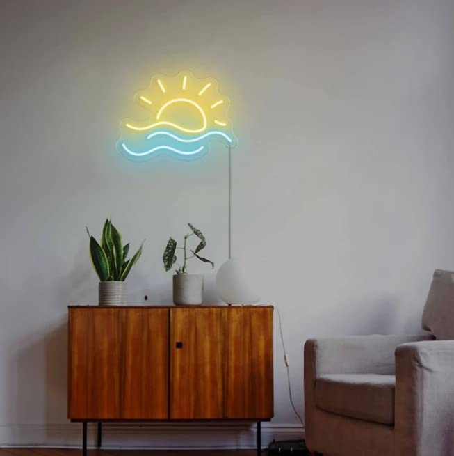 LED Decorative Lights USB Mountains Sunrise Sunset Led Neon Signs Home Decoration Wall Art Holiday Gift Brightness Adjustable 16.5''x11.8''