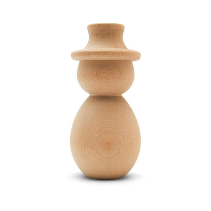 Unfinished Wood Snowman Shelf Sitter, 4-1/4 inch Pack of 5, Snowman Figurine for Holiday Décor, Large Snowman Pegdoll, by Woodpeckers