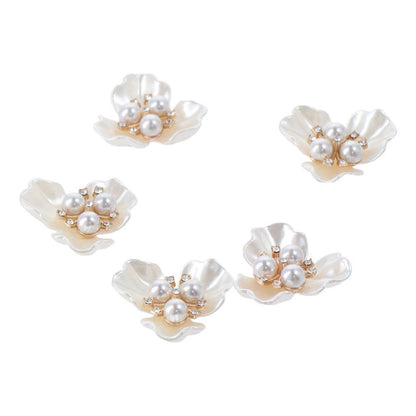 diyhub 30Pcs Rhinestone Pearl Embellishments Faux Pearl Flower Buttons Flatback Beads for Jewelry Making