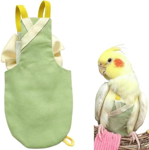 Bird Flight Suits Diapers, Parrot Flight Suits Diapers for Quaker Parakeets Cockatiels Conures Macaw African Grey, Bird Diaper, Parrot Clothes (Green B,Sulphur-Crested Cockatoo)