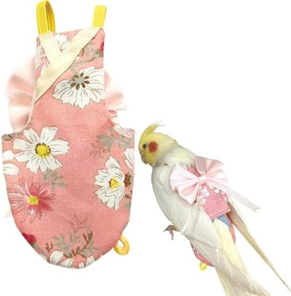Bird Flight Suits Diapers, Parrot Flight Suits Diapers for Quaker Parakeets Cockatiels Conures Macaw African Grey, Bird Diaper, Parrot Clothes (Pink A,S)