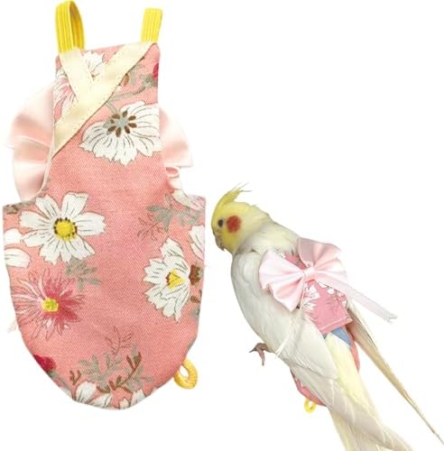 Bird Flight Suits Diapers, Parrot Flight Suits Diapers for Quaker Parakeets Cockatiels Conures Macaw African Grey, Bird Diaper, Parrot Clothes (Pink A,L)