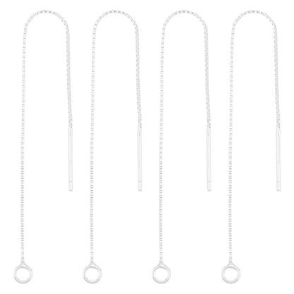 Hobbspring 2 Pairs Silver Chain Threader Earrings 925 Sterling Silver Tassel Chain Earrings 8cm Pull Through Threaded Long Chain Drop Tassel with Loop for Women DIY Earring Making