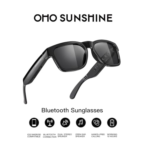 OhO Smart Glasses,Polarized Sunglasses with Bluetooth Speaker,Athletic/Outdoor UV Protection and Voice Control,Unisex(Mirror Blue Lens)