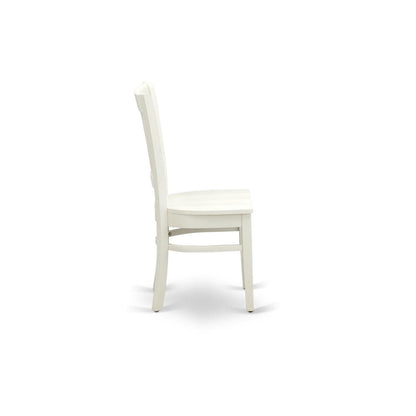 East West Furniture VAC-LWH-W Vancouver Dining Chairs - Slat Back Wood Seat Kitchen Chairs, Set of 2, Linen White