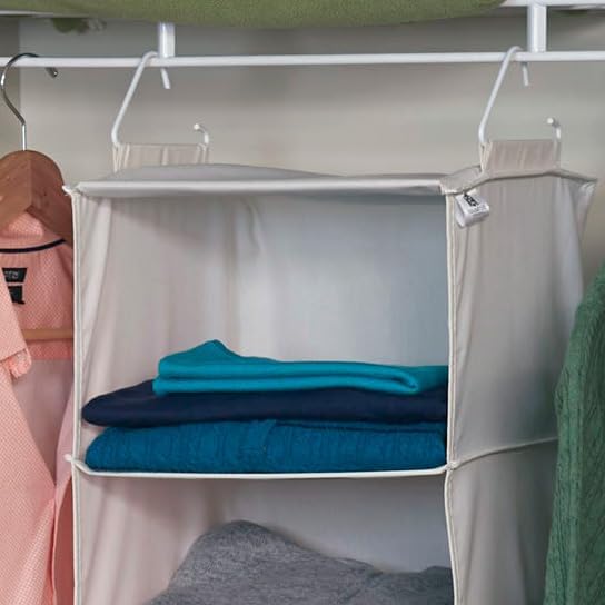 Household Essentials 311342 Hanging Closet Organizer | 3 Pocket Shelves |