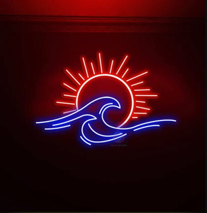 LED Decorative Lights USB Mountains Sunrise Sunset Led Neon Signs Home Decoration Wall Art Holiday Gift Brightness Adjustable 16.5''x11.8''
