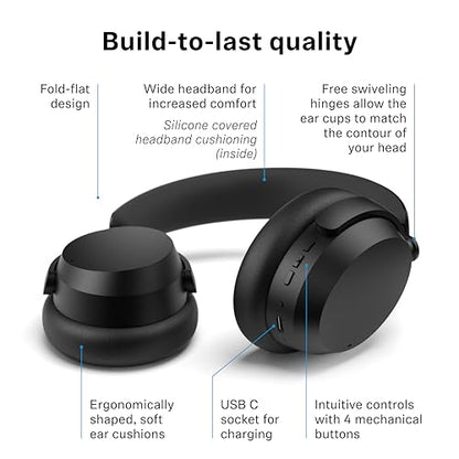 Sennheiser ACCENTUM Wireless Bluetooth Headphones Noise Cancelling - Up to 50HR Playtime, Hybrid Noise Cancelling (ANC), All-Day Comfort, Bluetooth Over Ear Headphones for School, Traveling, Black