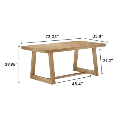 Plank+Beam 72 Inch Farmhouse Dining Table,Solid Wood Rustic Kitchen Table, for Dining Room, Home Office, Living Room Furniture, Easy Assembly, Blonde Wirebrush