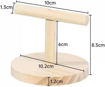 Wooden Bird Perch Stand for Small Birds, Tabletop Parrot Play Stand with Round Base, Portable Training Rest Platform for Budgies, Lovebirds, Parakeets, Cockatiels, 10 x 8.5 cm