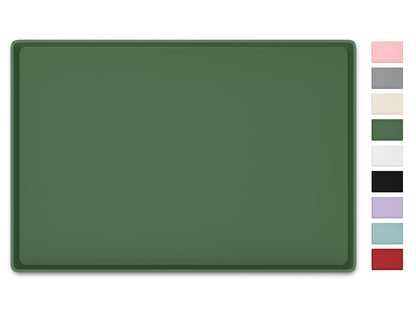 NPOOYI Silicone Art Mat for Crafts, 16" x 24" Waterproof Non-Slip Painting Mat for Kids with Raised Sides, Protects Surfaces Perfectly for Crafts, Legos, Slime, Resin, Paint & Jewelry-Making, Green