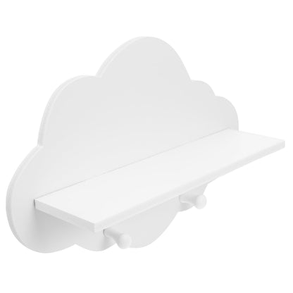 ARTIBETTER 14" Wooden Cloud Floating Shelf - No-Drill White Wall Mounted Storage Ledge, Solid Wood Nursery Book Shelf for Kids Room, Adorable Wall Decor for Toys, Figurines & Photos (1 Pack)