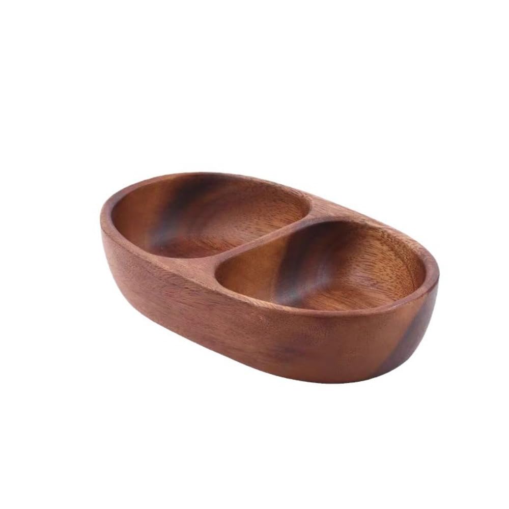 zaoalife Wooden Divided Salad Bowl, Modern Fruit & Snack Bowl, 21cm*12.5cm*4.5cm