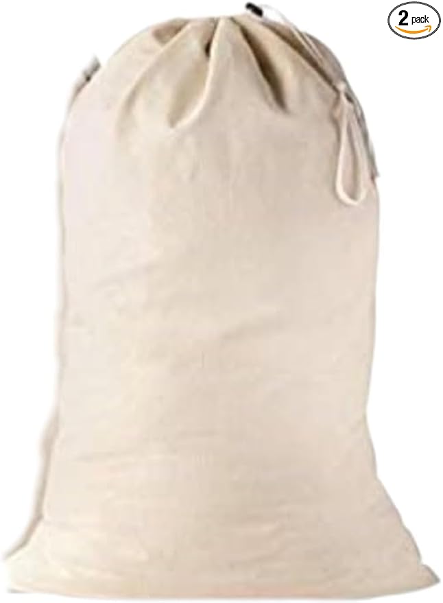 Large Cotton Laundry Bag, Heavy Duty Large Laundry Bags 24 x 36 inch Drawstring