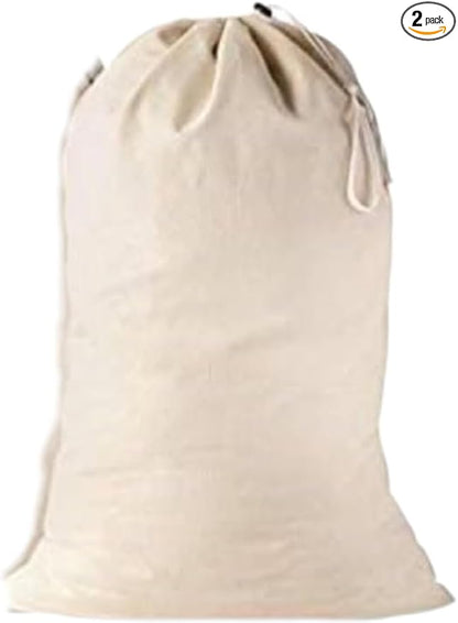 Large Cotton Laundry Bag, Heavy Duty Large Laundry Bags 24 x 36 inch Drawstring