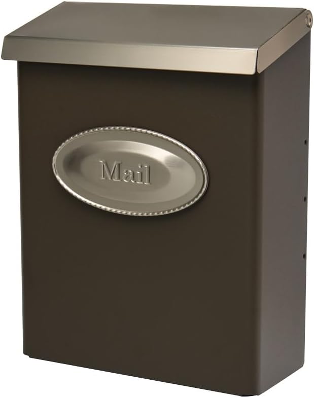 Architectural Mailboxes Designer Galvanized Steel Wall-Mount Mailbox, DVKPBZ0AM, Venetian Bronze, Medium | Galvanized steel build with a concealed lock and key drop box and weather-resistant outdoor construction.