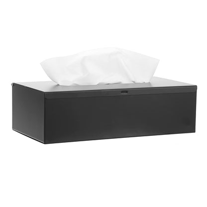 Sumnacon Rectangular Tissue Box Cover - Stylish Stainless Steel Tissue Box Holder, Modern Metal Facial Tissue Holder for Dresser Table Night Stand Bathroom Vanity Home Office Bar Decor, Black