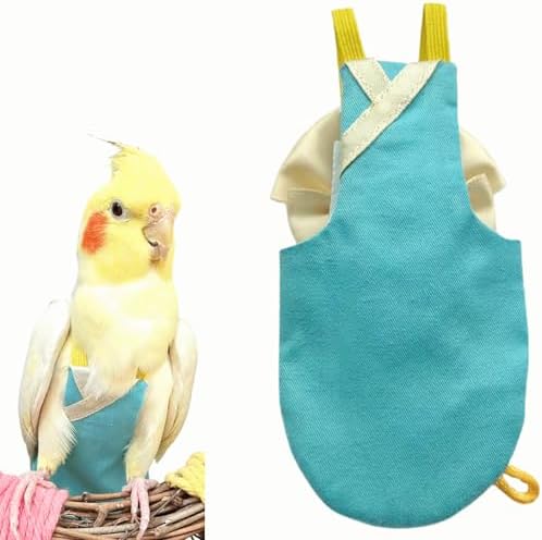 Bird Flight Suits Diapers, Parrot Flight Suits Diapers for Quaker Parakeets Cockatiels Conures Macaw African Grey, Bird Diaper, Parrot Clothes (Blue,2XL)