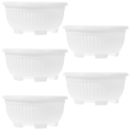 HANABASS Large Garden Bowl Planter White Shallow Plant Pot with Drainage Plastic Flowerpot for Succulents Bonsai Herbs Indoor Outdoor 8.25 Inchs