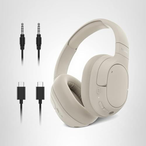 Belkin SoundForm Isolate Bluetooth Over-Ear Headphones - Hybrid Active Noise Cancelling Headphones - Wireless w/ 60H Playtime, Fast Charging & CloudCushion Ear Cups for Travel, Home, or Office - Sand