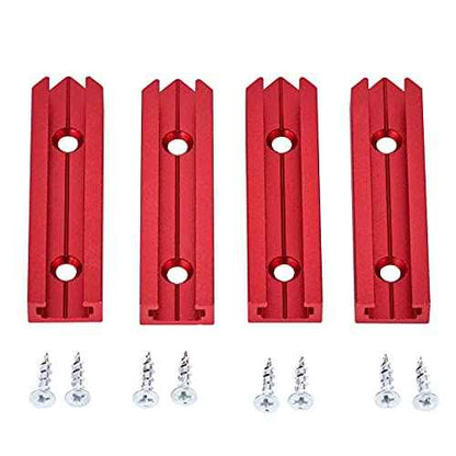 T Track 3" Intersection Kit with Wood Screws-Double Cut Profile Universal T-Track with Predrilled Mounting Holes - Woodworking-Fine Sandblast Anodized-Red Color-4PK