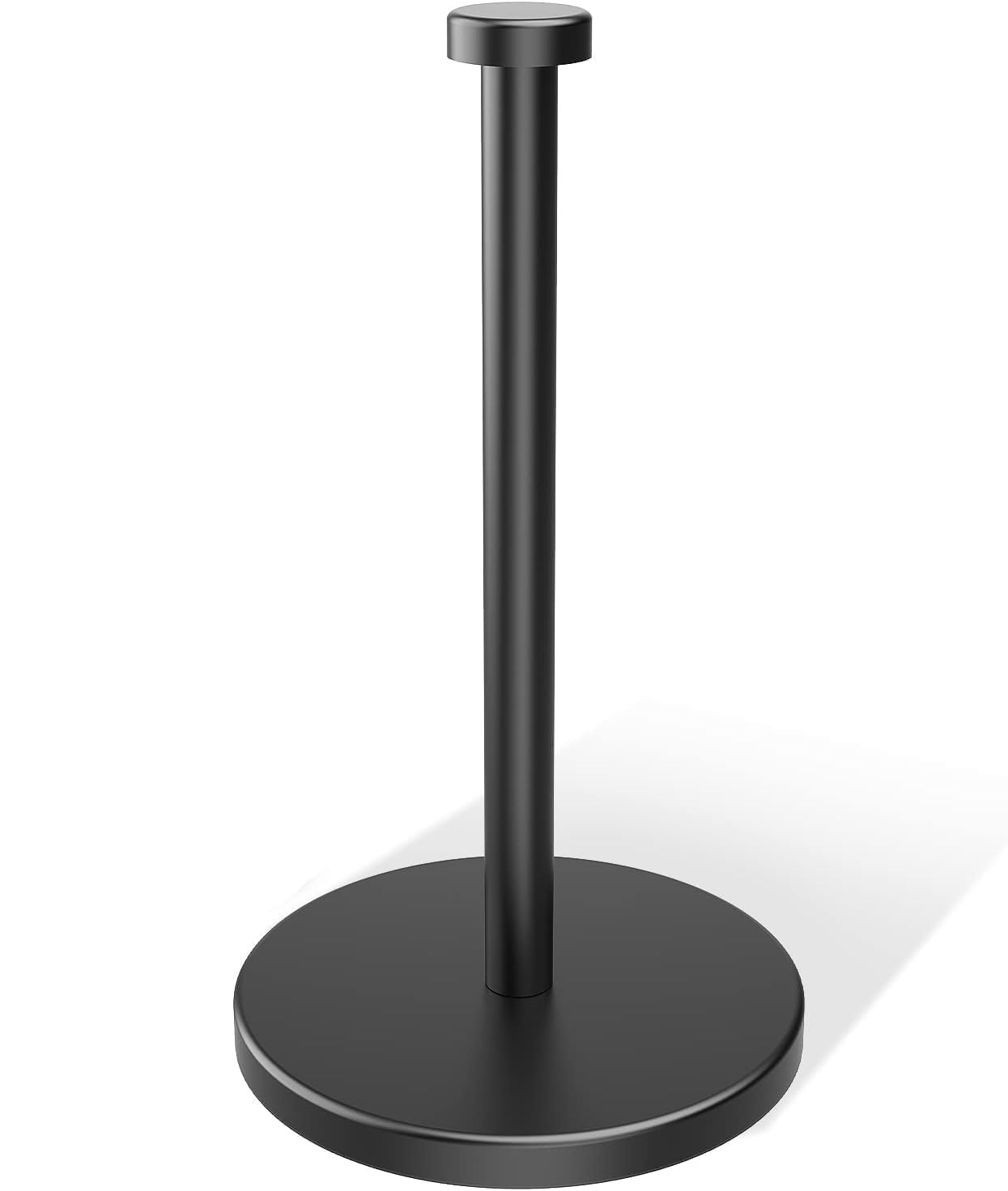 VEHHE Paper Towel Holder Countertop, Weighted Non-Slip Base, Stainless Steel Paper Towel Holder for Kitchen Bathroom (Black)