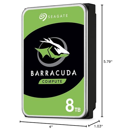 Seagate BarraCuda 8 TB Internal Hard Drive HDD – 3.5 Inch SATA 6 Gb/s, 5,400 RPM, 256 MB Cache for Computer Desktop PC (ST8000DMZ04/004)