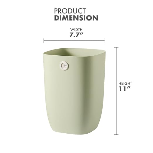 Bathroom Trash Can, Plastic Rectangular Garbage Can with Trash Liner Holder for Bedroom, Living Room, Small Indoor Waste Basket, 7L, Green
