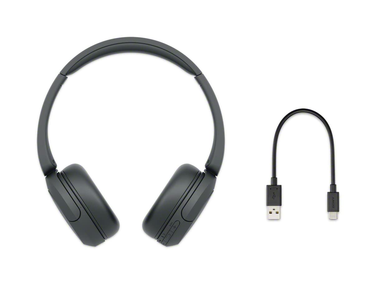 Sony WH-CH520 Wireless Headphones Bluetooth On-Ear Headset with Microphone and up to 50 Hours Battery Life with Quick Charging, Black