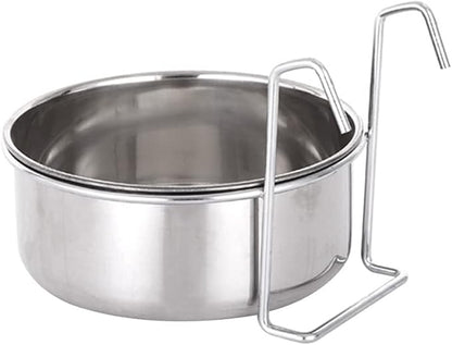 Crate Dog Bowl Stainless Steel Hanging Pet Cage Bowl Food & Water Feeder Coop Cup for Cat Puppy Birds Rats 6 Sizes