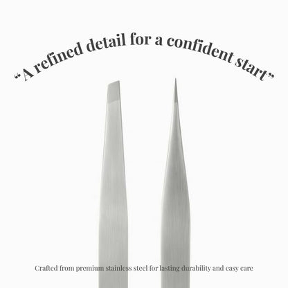 THEMOA Precision Tweezers Set – Stainless Steel Pointed & Slant Tip Tweezers for Eyebrow, Facial Hair, Ingrown Hair, Professional Beauty Tool with Case