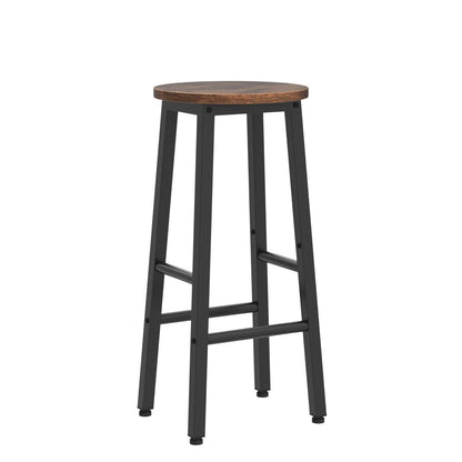 HOOBRO Bar Stools, Barstools Set of 2,Counter Height Barstools, 24.8" Bar Stools for Kitchen Island, Industrial Bar Chairs, for Dining Room, Kitchen, Bar, Rustic Brown and Black BF07BY01G1