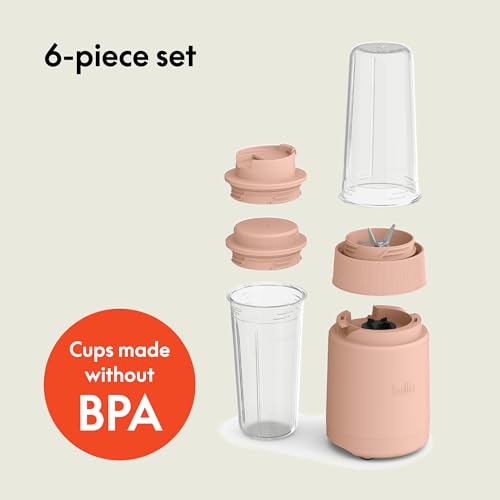 bella 6 Pcs Portable Rocket Blender, Juicer & Smoothie Maker, Press & Twist Design, EverGood™ & BPA Free Dishwasher Safe Parts, 4 Tip Stainless Steel Blade, Cord Wrap, 240 Watt Motor, Oatmilk