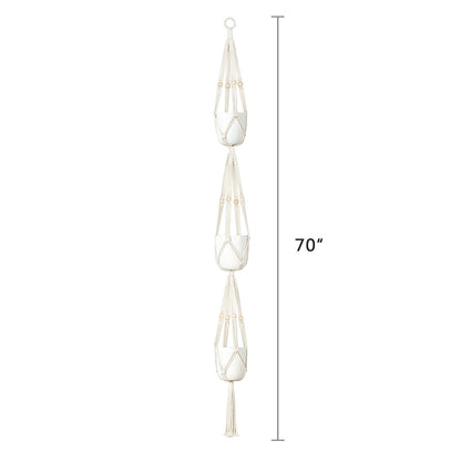 Mkono 1 Pack 43 Inch Macrame Plant Hanger and 1 Pack 70 Inches 3 Tier Macrame Plant Hanger Hanging Planter Basket