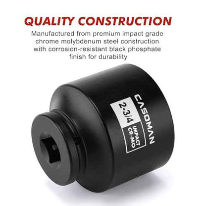 CASOMAN 3/4" Drive x 2-3/4" Shallow Impact Socket, 6-Point, SAE, CR-MO