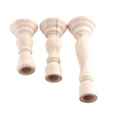 3Pcs Wooden Candle Holders,Unfinished Wood Candlesticks Holders Pillar Taper Candle Stands for Rustic Wedding Party Birthday Home Decoration