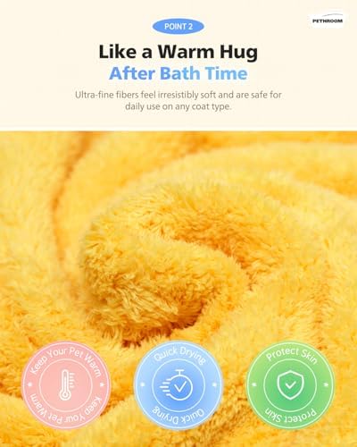 PETHROOM] Portable Pet Towel for Dogs & Cats | Professional Pet Dryer, Super Absorbent & Quick-Drying Dog Dryer | Lightweight, Durable, Ultra-Soft (Small) 8"x 8" (Pack of 2)