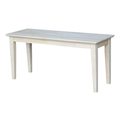 IC International Concepts, Shaker Style Bench, 450 Wt. Capacity, Solid Real Wood, Sturdy Parawood,14 X 39 X 18, Minimum Assembly, DIY, Paint or Stain in Any Color, Unfinished